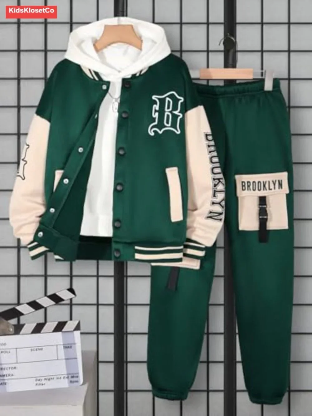 2 Piece Boy's Letter Graphic Bomber Jacket & Jogger Sweatpants Set